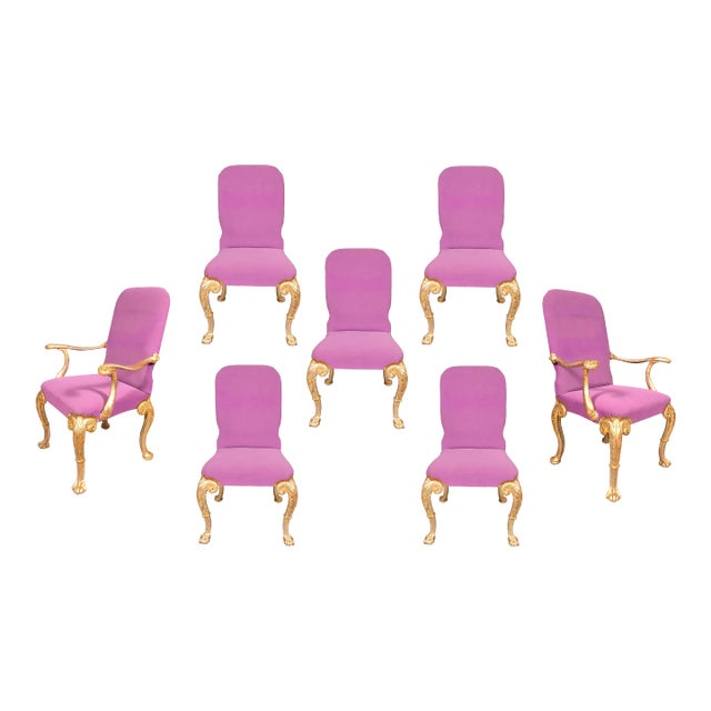 George I Style Giltwood Dining Chairs - Set of 7 For Sale