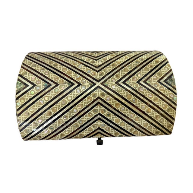 Traditional Handmade Shell Inlay Jewelry Box – Egyptian Geometric Design For Sale - Image 3 of 9