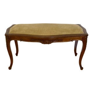 Early 20th Century Hand Carved French Walnut Bench C.1900 For Sale