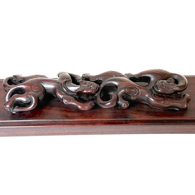 Asian Chinese Scholar's Carved Hongmu Hardwood Qilin Paperweight, Possibly Zitan, Qing For Sale - Image 3 of 16