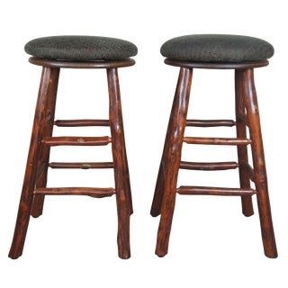 Old Hickory 956b Swivel Bar Height Stools - a Pair For Sale