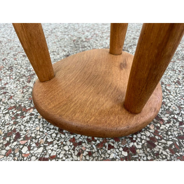 Vintage Studio Crafted Three Legged Stool in Oak For Sale - Image 11 of 12