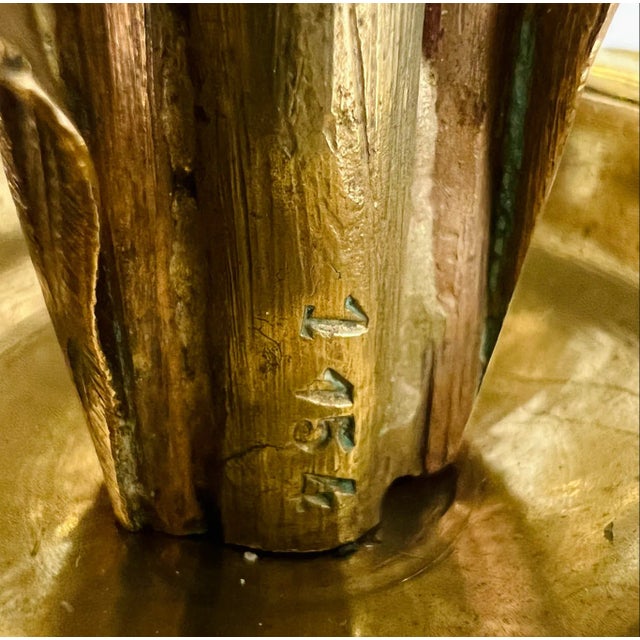 Brass French 19th Century Antique Brass Altar Candelabra, Set of 3 For Sale - Image 8 of 12