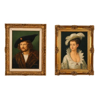 Stefan, Historical Portraits, Late 19th-Early 20th Century, Oil Paintings, Set of 2 For Sale