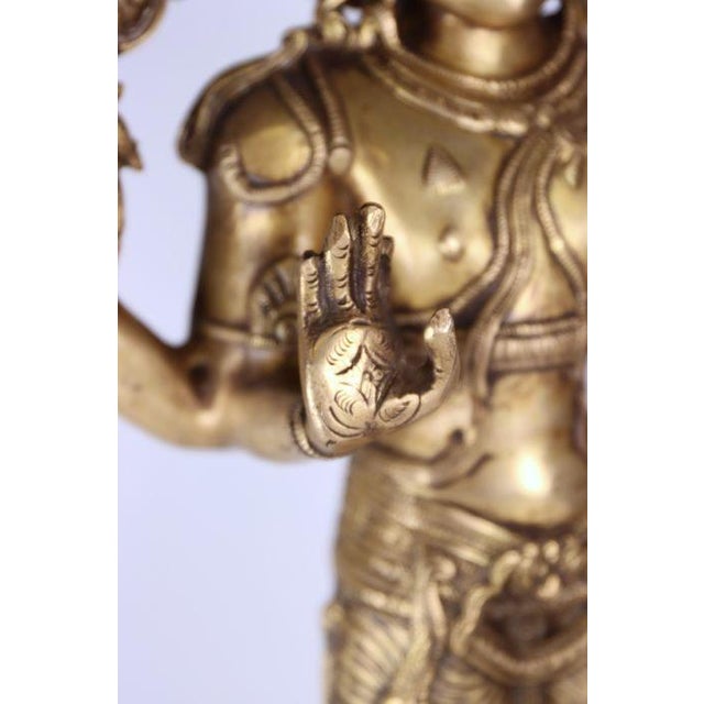 Early 20th Century South Indian Brass Bronze Statue Vishnu Metal Heavy Large Antique For Sale - Image 9 of 13