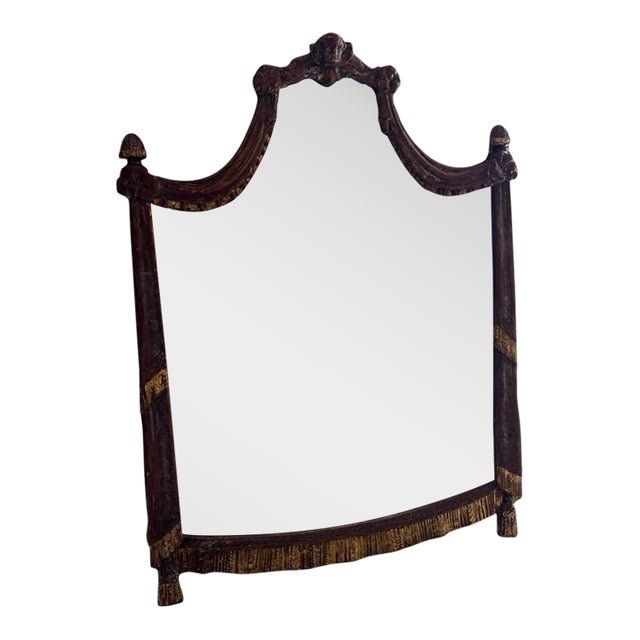 Antique Italian Decorative Gilded Wood Mirror For Sale