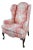 Late 20th Century Ethan Allen Queen Anne 20-7517 Floral Upholstered Sussex Wingback Armchair For Sale