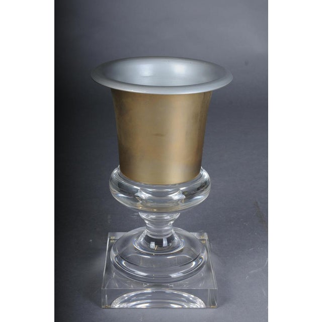 Hollywood Regency Hollywood Regency Style Acrylic Gold Goblet Vase For Sale - Image 3 of 12