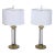 A Pair of 1950s Lucite and Brass Column Table Lamps For Sale