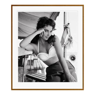 Elizabeth Taylor on the Set of "Giant" Brown Framed Archival Pigment Print - 47 X 67" For Sale