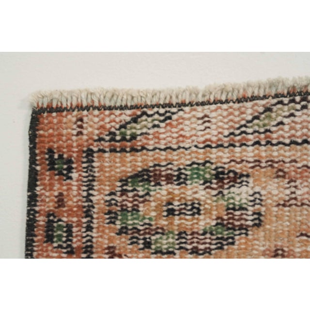 1970s Vintage Turkish Handmade Wool Cotton Green Area Rug For Sale - Image 4 of 12