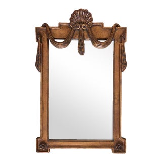 Italian Hollywood Regency Draped Swag and Shell Mirror, Dorothy Draper Style For Sale