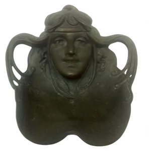 Gustav Gurschner Art Nouveau Ink Well & Original Glass Ink Cup