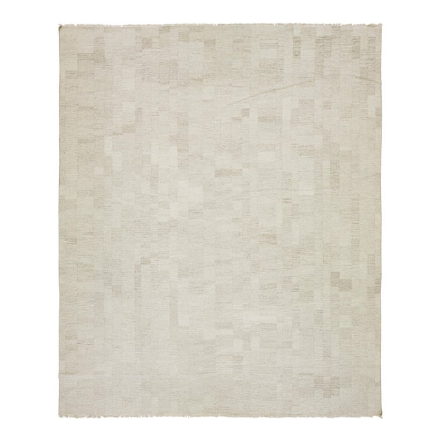 Modern Designed Kilim Flatweave Wool Rug in Natural Earthy Tones For Sale