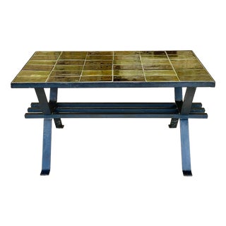 Mid-Century Ceramic Tiles Coffee Table with Magazine Rack, 1970s For Sale