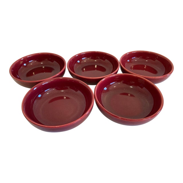 Mid 20th Century Bauer Pottery Red Ceramic Art Pottery Bowls – Set of 5 For Sale