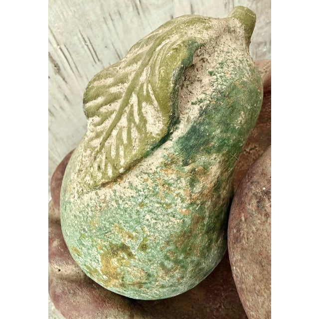 1970’s Vintage Monumental Mexican Folk Art Hand-Painted Terracotta Clay Fruit in Braided Oval Bowl, Centerpiece - Set of 6 For Sale In San Antonio - Image 6 of 12
