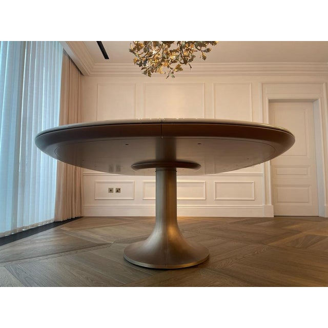Metal Oval Pyrolave and Bronze Pedestal Dining Table, by Giorgetti, Italy 2018 For Sale - Image 7 of 12