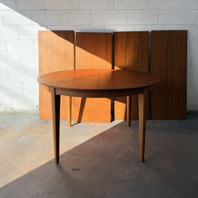 Wood Monumental Henning Kjærnulf Model 62 Danish Modern Teak & Oak Dining Table Sorø Stolefabrik 4 Original Leaves Vintage For Sale - Image 7 of 17