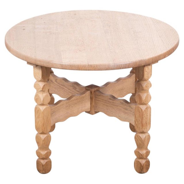 Wood Round Oak Coffee Table attributed to Henning Kjærnulf, Denmark, 1960s For Sale - Image 7 of 7
