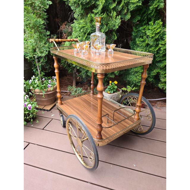 Hollywood Regency-Style Mobile Bar Cart, 1970s For Sale - Image 6 of 14