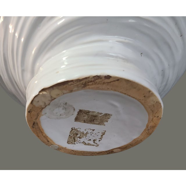 Vintage Mid-Century Modern White Ceramic Large Vortex Bowl For Sale - Image 6 of 8