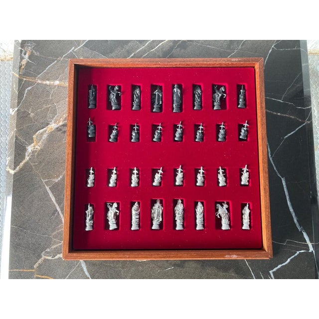 Mid-Century Modern Vintage Royal Selangor Camelot Pewter Chess Set For Sale - Image 3 of 11