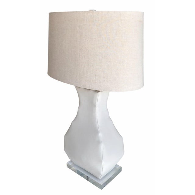2000 - 2009 Pair of John Dickinson Style Polished Gesso Table Lamps With Shade For Sale - Image 5 of 6