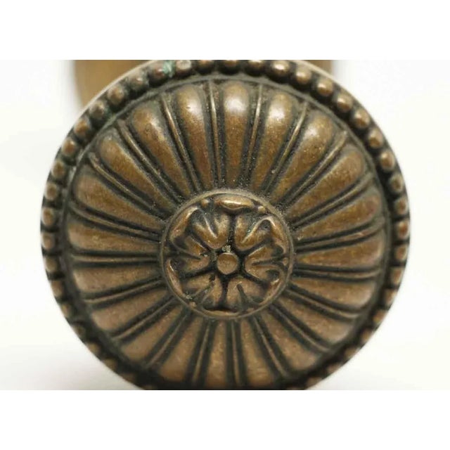 Mediterranean Mid 20th Century Floral Greek Bronze Entry Door Knobs For Sale - Image 3 of 6