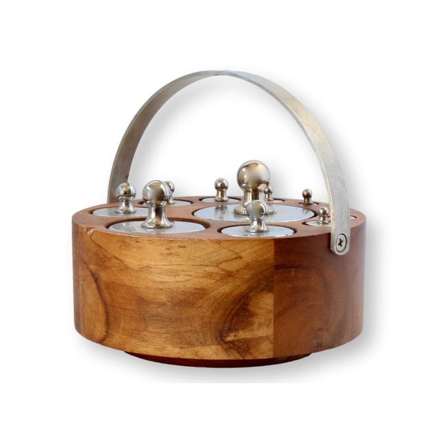 This vintage weight set ranges from 5 grams to 1 kilogram, offering a complete collection of polished steel weights housed...