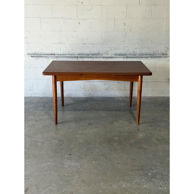 Long Teak Extendable Dining Table With Two Pull-Out Leaves Danish Mid-Century Modern 1960s For Sale - Image 4 of 11