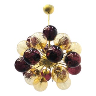 21st Century Ventiquattro Natural Brass Mixed Murano Sputnik Chandelier by Fabio LTD For Sale