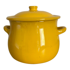 Vintage Coopstov Albisola Italy Yellow Glazed Terracotta Pottery Soup Pot