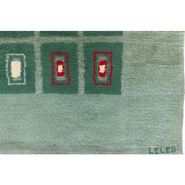 Art Deco Doris Leslie Blau French Art Deco Vintage Geometric Sage Rug By Paule Leleu For Sale - Image 3 of 9