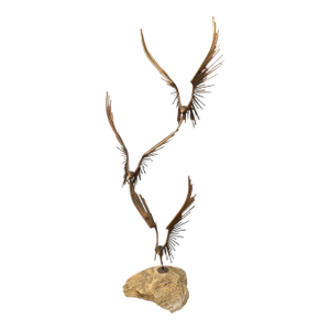 1970s Vintage Mid Century Modern Style Metal Sculpture ’ Birds in Flight ‘ by Curtis Jere Signed.