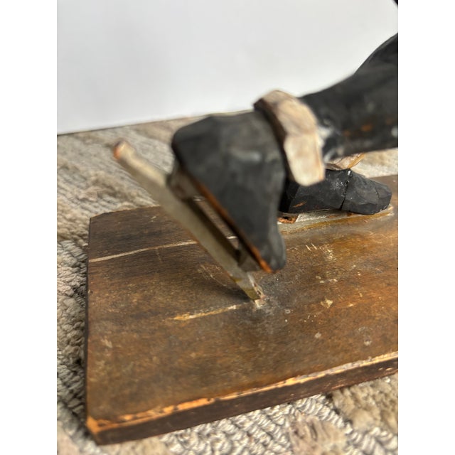 1940s Folk Art Carved Wooden Ice Skater For Sale - Image 5 of 11