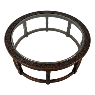 Coffee Table Viking Oak Style Carved Wood For Sale