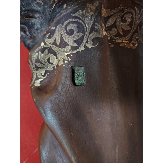 Large Religious Statue of Saint Joseph and the Baby Jesus in Polychrome Terracotta and Gilded Wood For Sale - Image 6 of 11