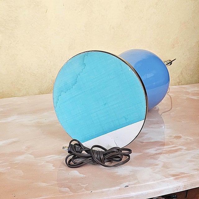 Vintage Blue Porcelain Urn Lamp With Brass Base - Hollywood Regency For Sale - Image 12 of 18