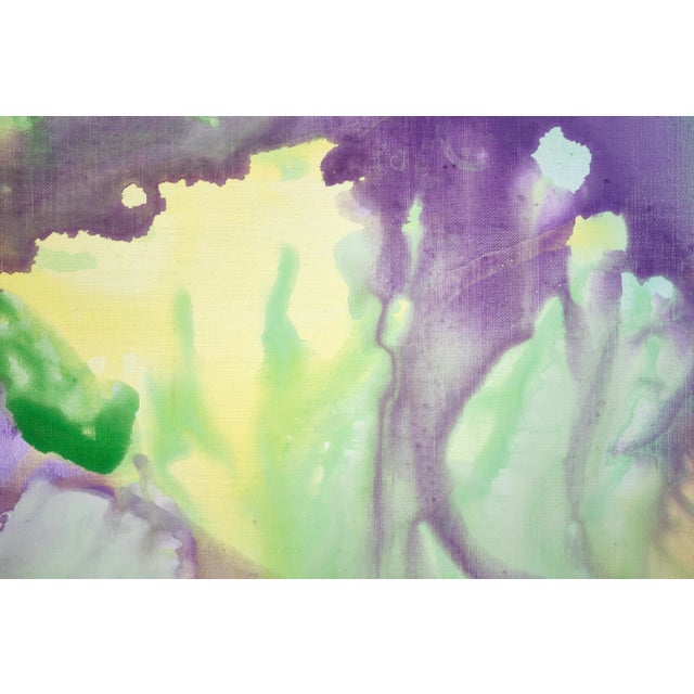 "Purple Yellow Galaxy" Large Abstract Acrylic Painting by Simon Findlay For Sale - Image 4 of 7