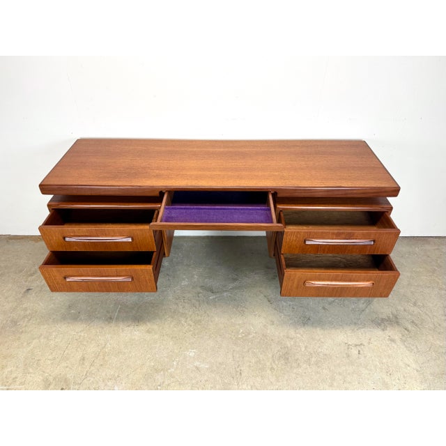 Brown Mid Century Danish Modern Style Teak “Fresco” Writing Desk by G Plan 1960’s For Sale - Image 8 of 12