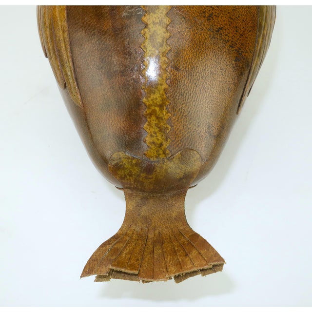 Glass Mid 20th Century Italian Leather Covered Glass Duck Decanter For Sale - Image 7 of 13