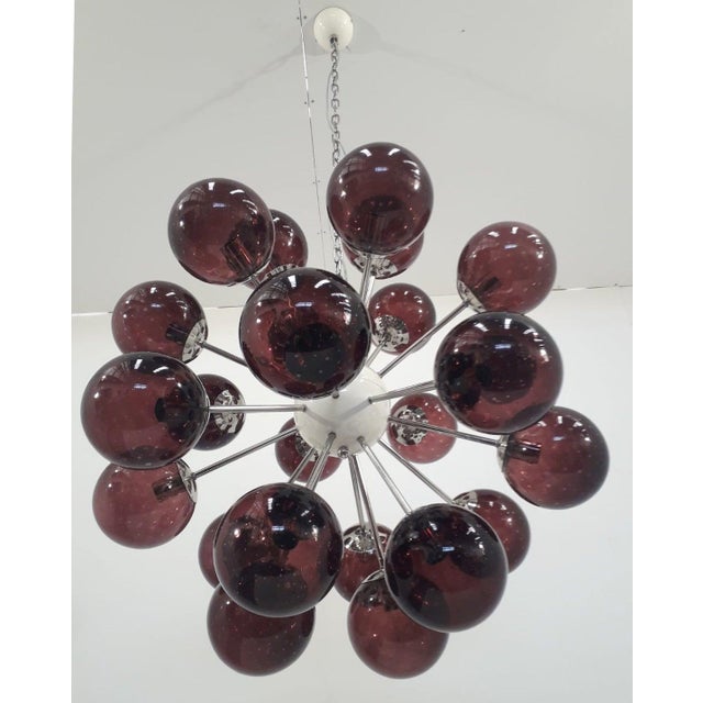 Fabio Ltd 21st Century Nova Polished Nickel Amethyst Bubbles Murano Sputnik Chandelier by Fabio LTD For Sale - Image 4 of 5