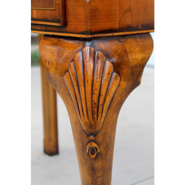 1950s Chippendale Revival Mahogany Highboy Chest on Stand With Satinwood Inlay & Ball-and-Claw Feet For Sale - Image 11 of 17