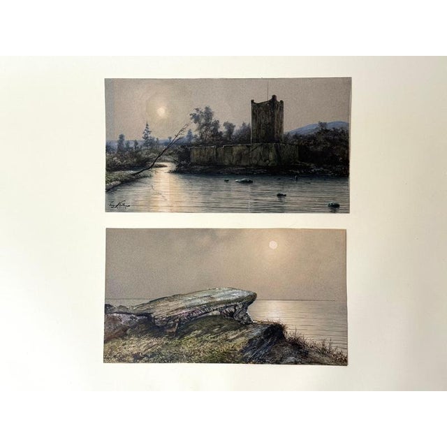 Eugen Niethe, Scottish Landscape, Threave Castle, 1900, Watercolor, Set of 2 For Sale - Image 4 of 17