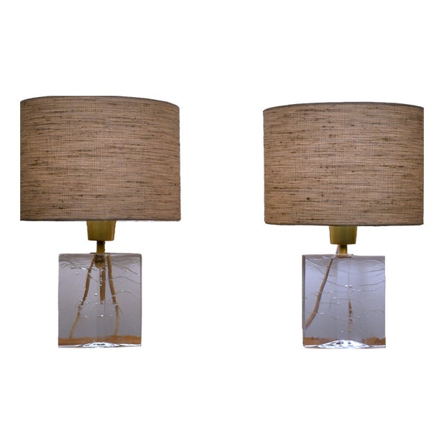 Vintage Finnish Art Glass Table Lamps by Timo Sarpaneva for Iittala, 1960s, Set of 2 For Sale