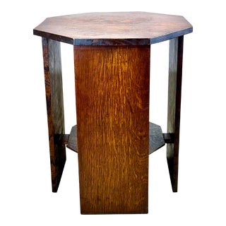 Antique Arts & Crafts Mission Oak Stickley Style Octagonal Side / Drinks Table For Sale