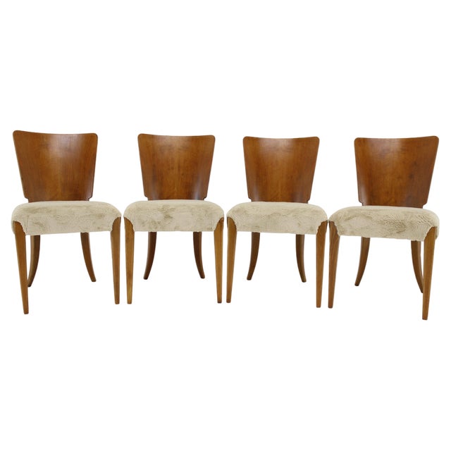 Vintage H-214 Dining Chairs by Jindrich Halabala for Up Závody, 1950s, Set of 4 For Sale
