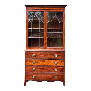 Antique Late 18th Century George III Mahogany Butlers Secretary For Sale