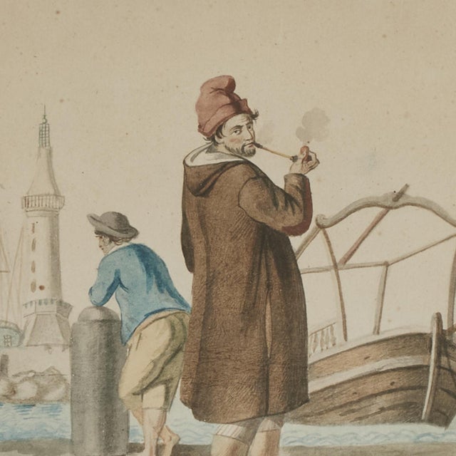 Pair of Antique Watercolors of Figures in Torre Del Greco Italy For Sale - Image 15 of 18